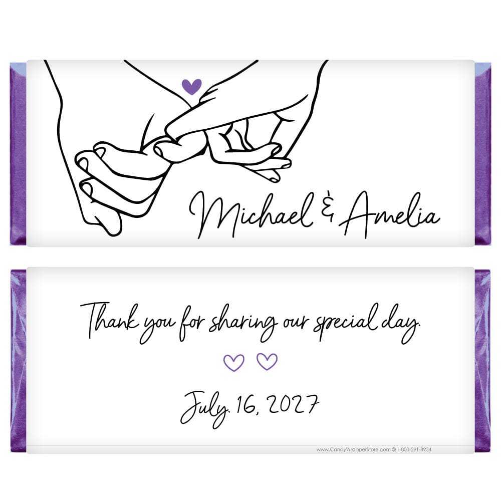 Mr and Mrs Hand Holding Wedding Candy Bar Wrappers Mr and Mrs Hand Holding Wedding Candy Bar Wrappers Regular Size Wrapper WA491