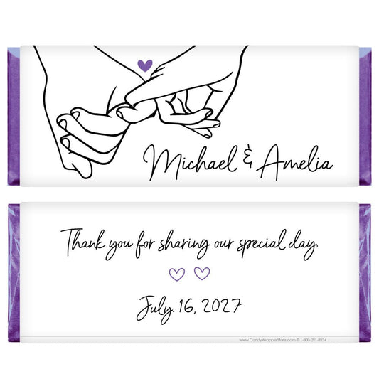 Mr and Mrs Hand Holding Wedding Candy Bar Wrappers Mr and Mrs Hand Holding Wedding Candy Bar Wrappers Regular Size Wrapper WA491