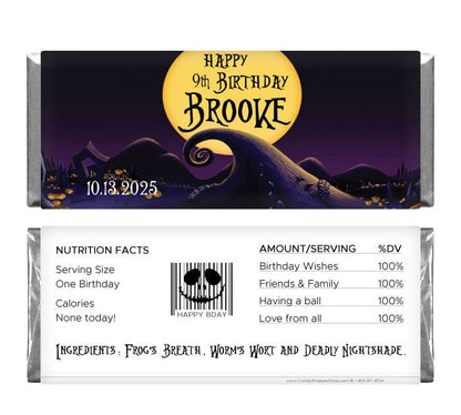 Nightmare Before Christmas Birthday Candy Bar Wrapper - BD520 Jack and Sally Birthday Personalized Candy Bar Wrapper Candy Wrappers BD510