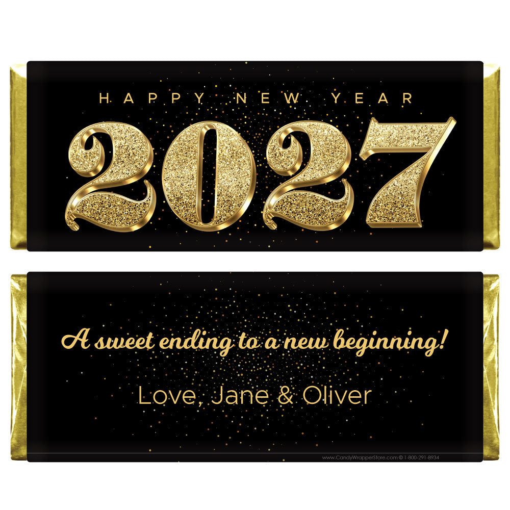 NY200 - Glitter 2027 New Years Candy Bar Wrapper Glitter New Years Candy Bar Wrapper