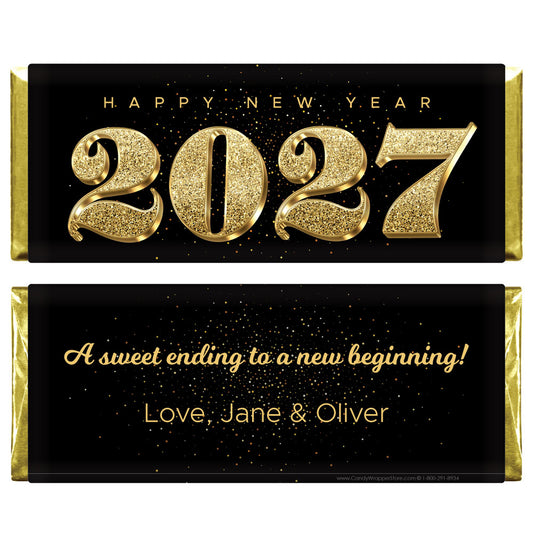 NY200 - Glitter 2027 New Years Candy Bar Wrapper Glitter New Years Candy Bar Wrapper