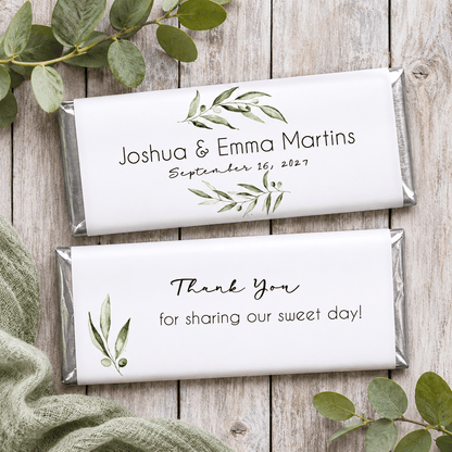 Olive Branch Watercolor Wedding Candy Bar Wrapper Olive Branch Watercolor Wedding Candy Bar Wrapper Wedding Favors WA456