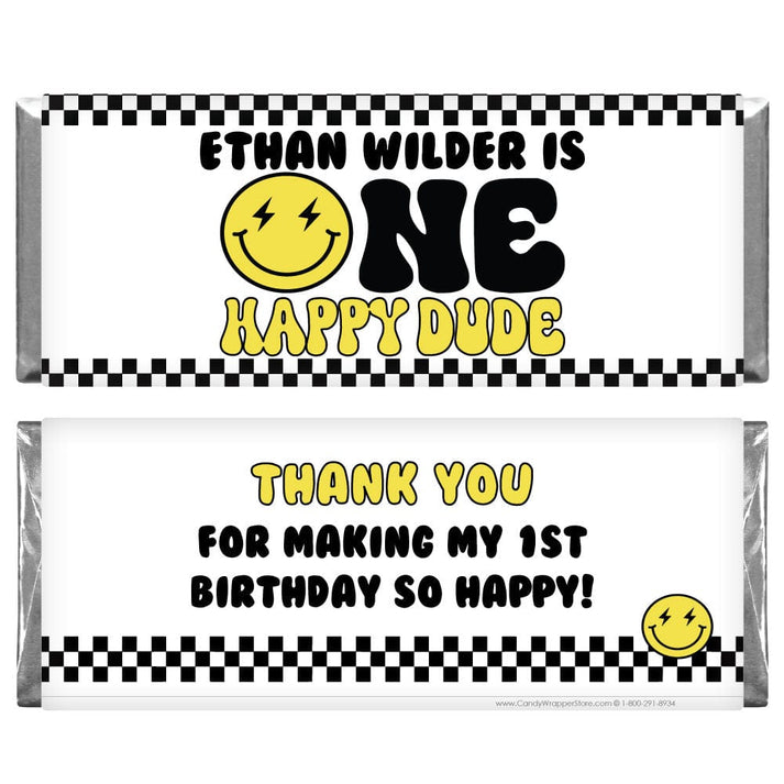 One Happy Dude Birthday Personalized Candy Bar Wrapper – Candy Wrapper ...