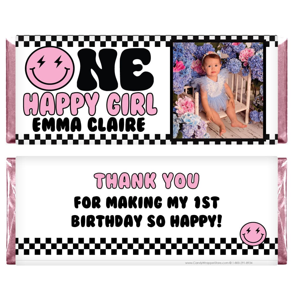 Wrapper Girl One Happy Girl Birthday Personalized Candy Bar Wrapper – Candy Wrapper ...