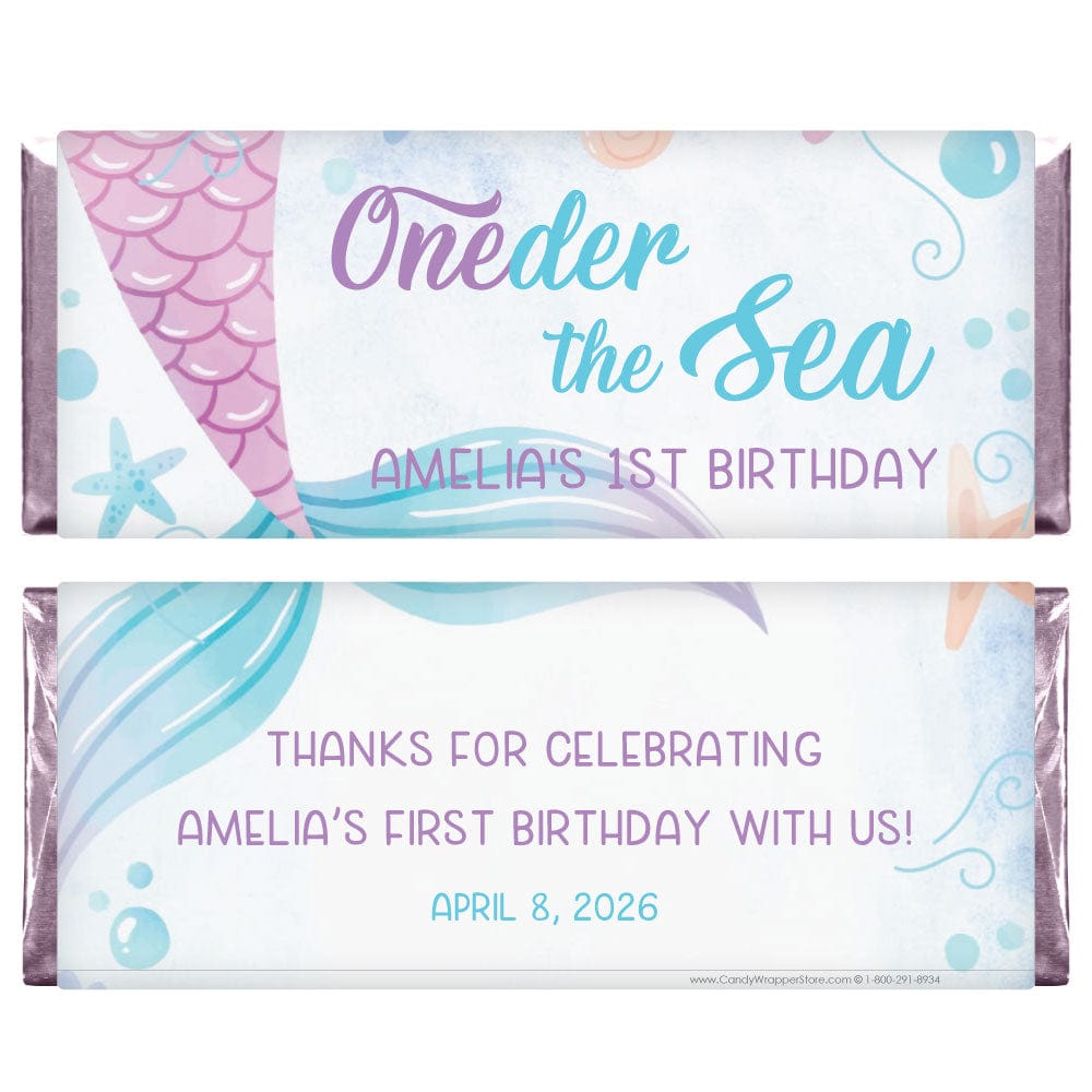 Oneder the Sea Mermaid 1st Birthday Candy Bar Wrapper - BD547 Oneder the Sea Mermaid 1st Birthday Candy Bar Wrapper - BD547 Candy Wrappers BD547