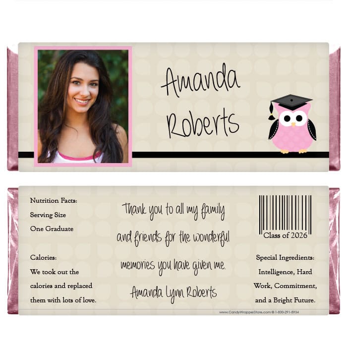 Owl Graduation Photo Candy Bar Wrapper Owl Graduation Photo Candy Bar Wrapper Candy Wrappers GRAD234