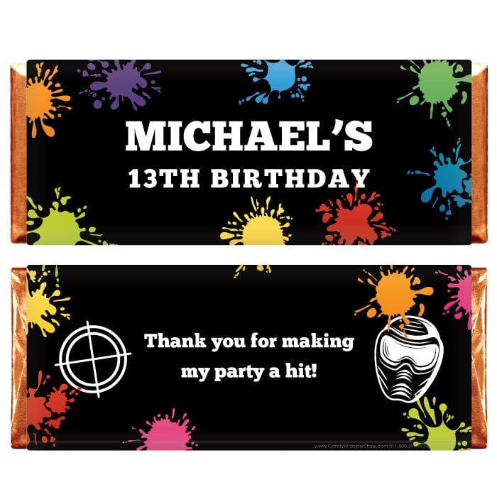 Paintball Birthday Candy Bar Wrapper - BD513 Paintball Personalized Birthday Candy Bar Wrapper Candy Wrappers BD513