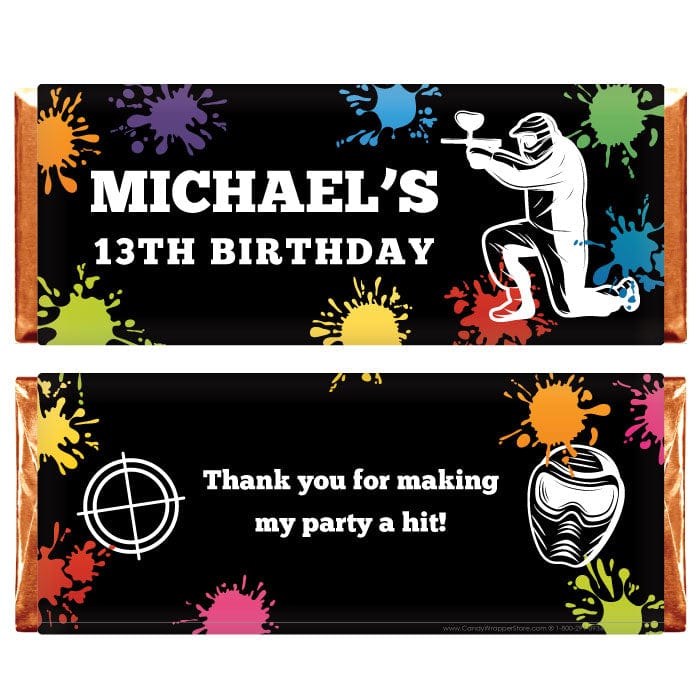 Paintball Birthday Candy Bar Wrapper - BD513 Paintball Personalized Birthday Candy Bar Wrapper Candy Wrappers BD513