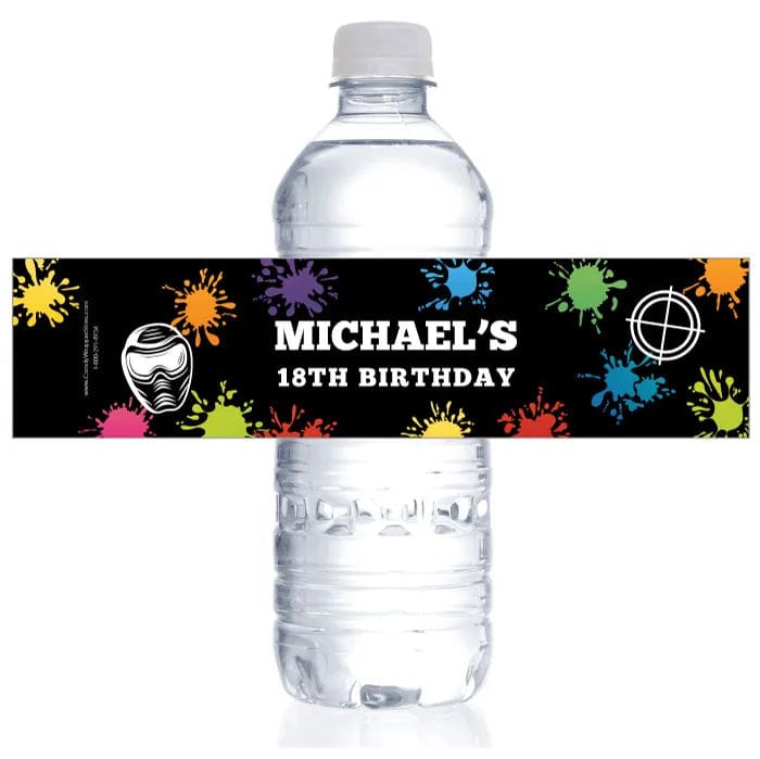 Paintball Splatter Birthday Water Bottle Labels Party Favors bd513