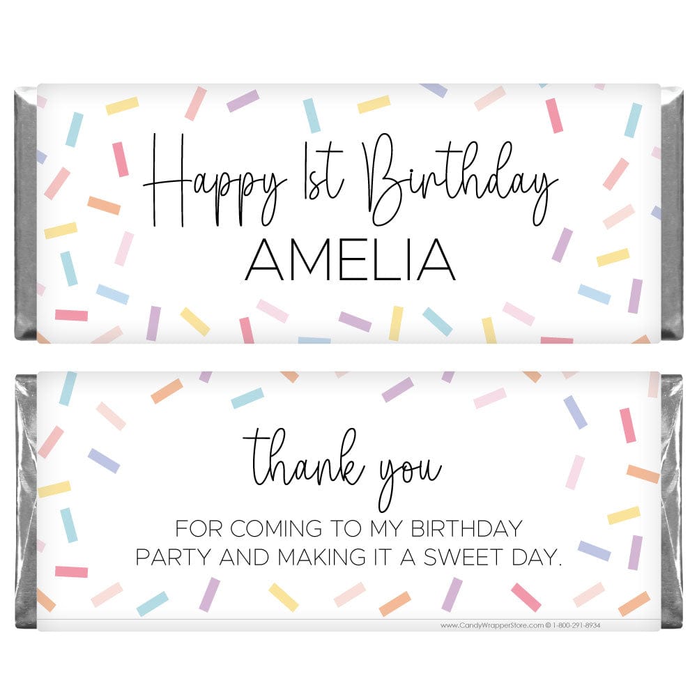 Pastel Sprinkles Personalized Birthday Candy Bar Wrapper - BD522 Pastel Sprinkles Personalized Birthday Candy Bar Wrapper Candy Wrappers BD522