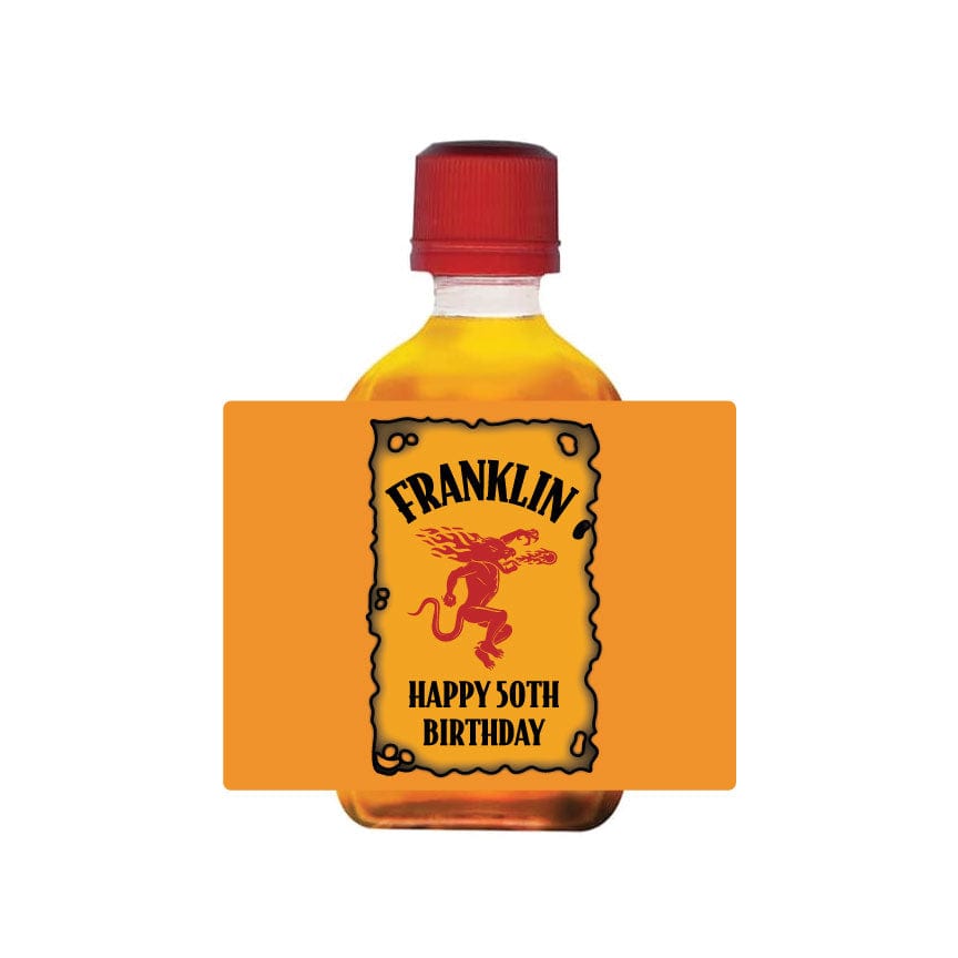 Personalized Birthday Labels for Fireball Miniature Shot Bottles BS302