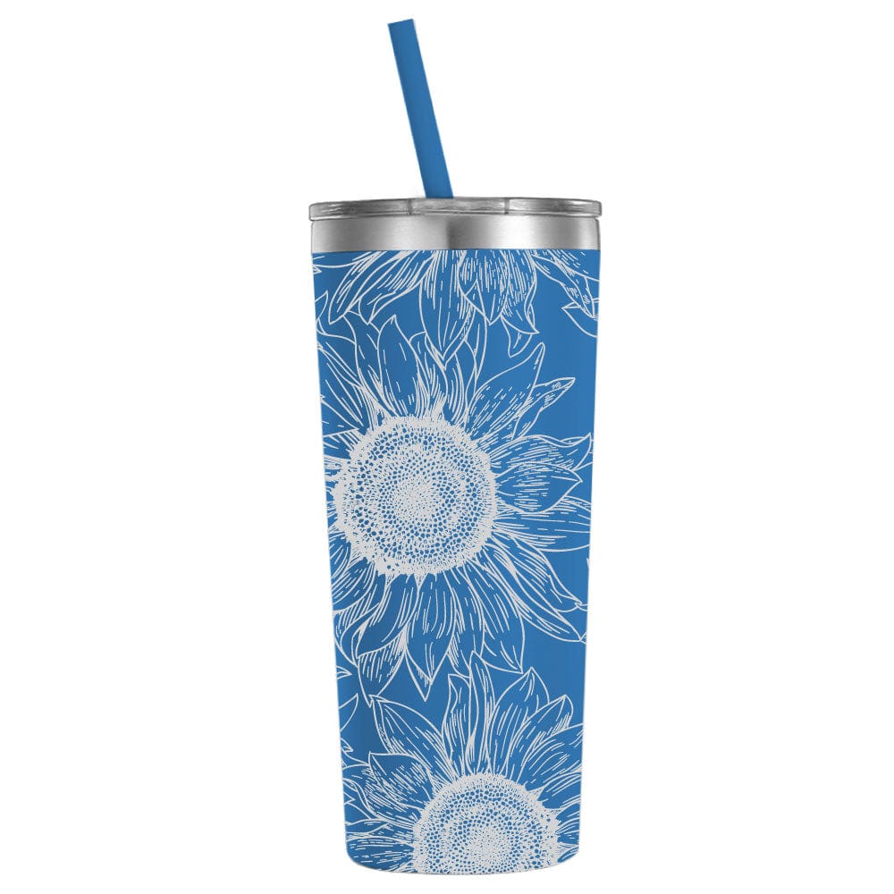 Personalized Engraved Sunflower 22oz Tumbler with matching straw and slider lid Mugs Candy Wrapper Store