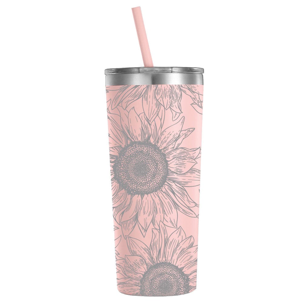 Personalized Engraved Sunflower 22oz Tumbler with matching straw and slider lid Mugs Candy Wrapper Store