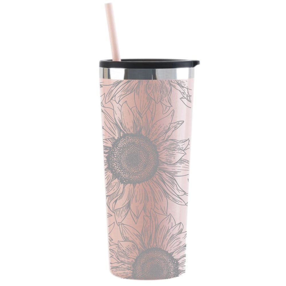 Personalized Engraved Sunflower 22oz Tumbler with matching straw and slider lid Mugs Candy Wrapper Store