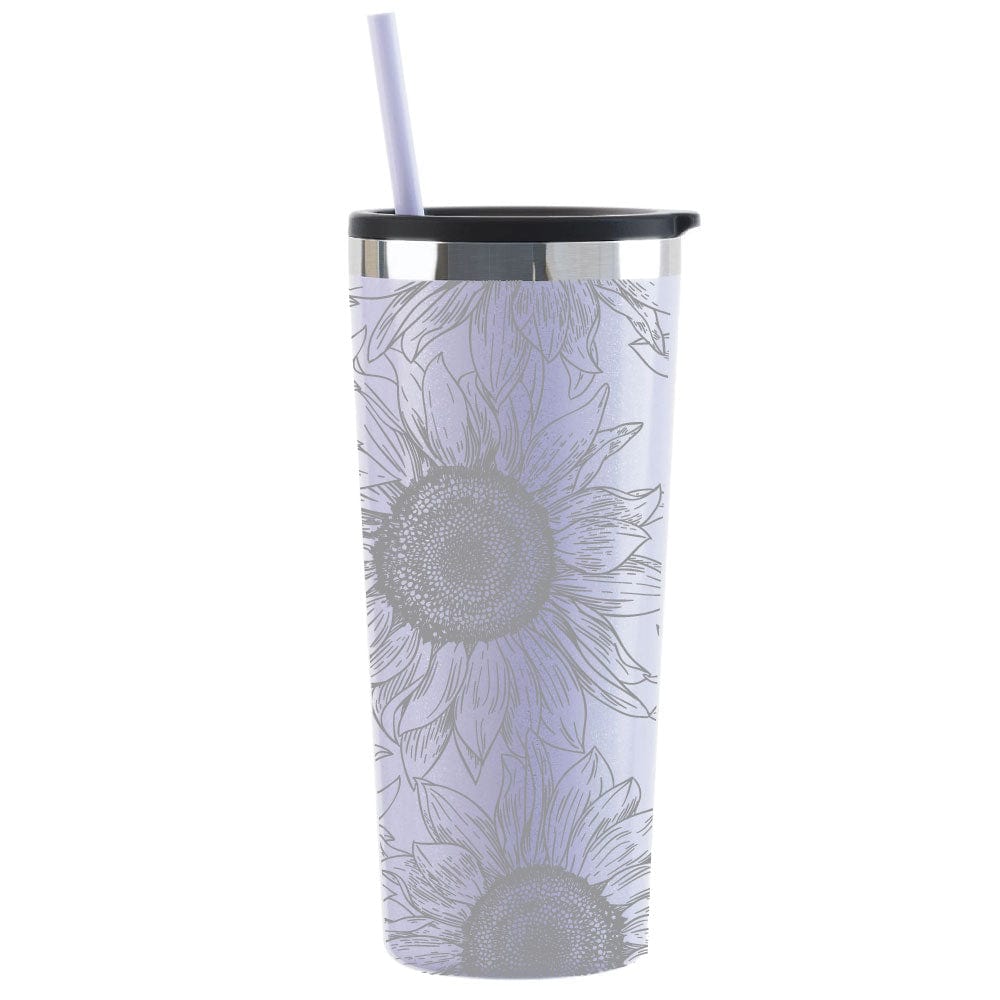 Personalized Engraved Sunflower 22oz Tumbler with matching straw and slider lid Mugs Candy Wrapper Store