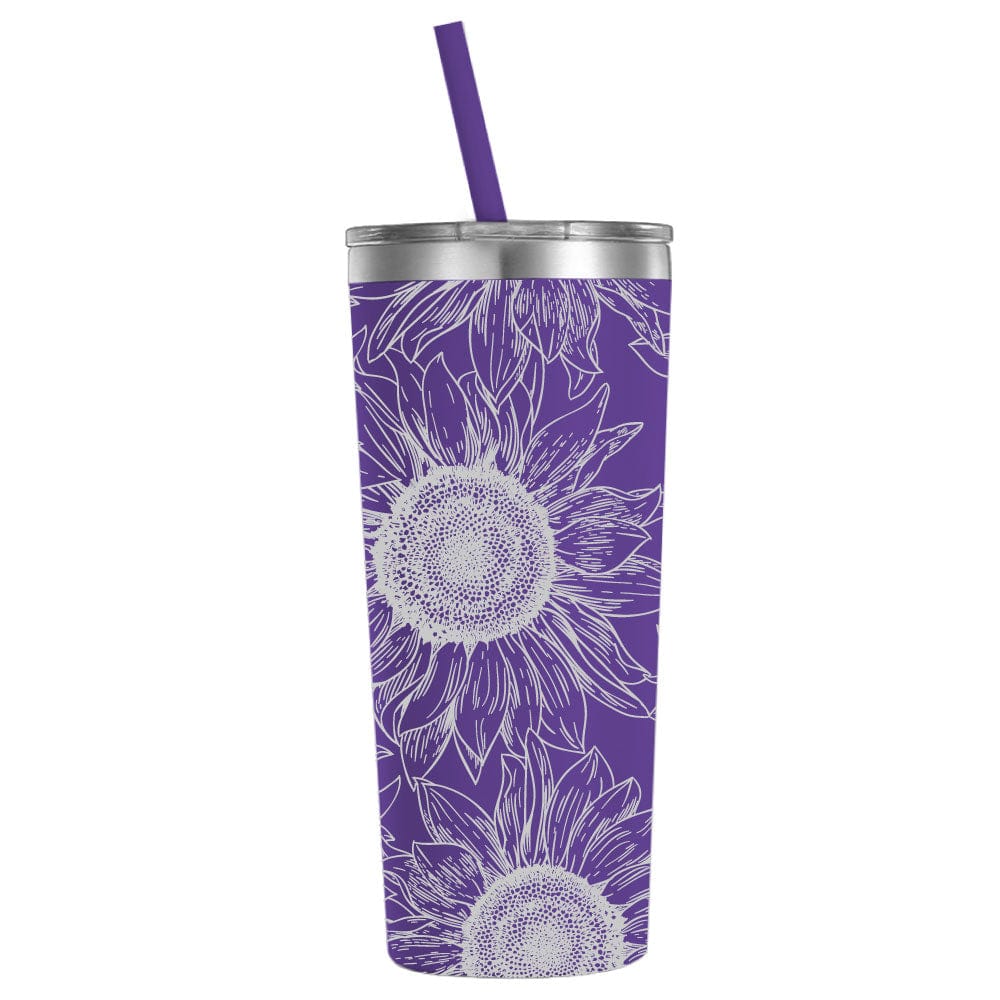 Personalized Engraved Sunflower 22oz Tumbler with matching straw and slider lid Mugs Candy Wrapper Store