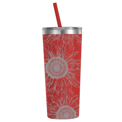 Personalized Engraved Sunflower 22oz Tumbler with matching straw and slider lid Mugs Candy Wrapper Store