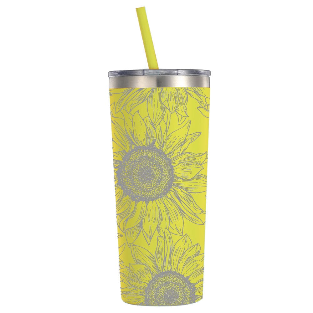 Personalized Engraved Sunflower 22oz Tumbler with matching straw and slider lid Mugs Candy Wrapper Store