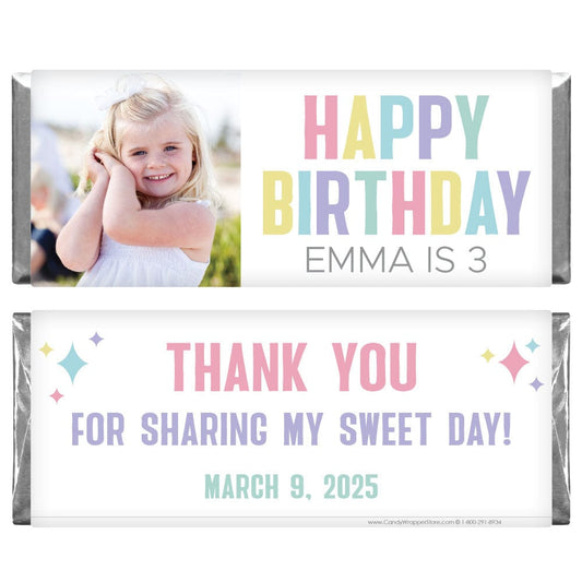 Personalized Photo Pastel Birthday Candy Bar Wrapper - BD526 Personalized Photo Pastel Birthday Candy Bar Wrapper Candy Wrappers BD526