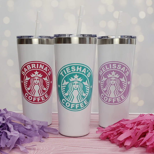 Personalized Tumbler with Starbucks Logo Candy Wrapper Store