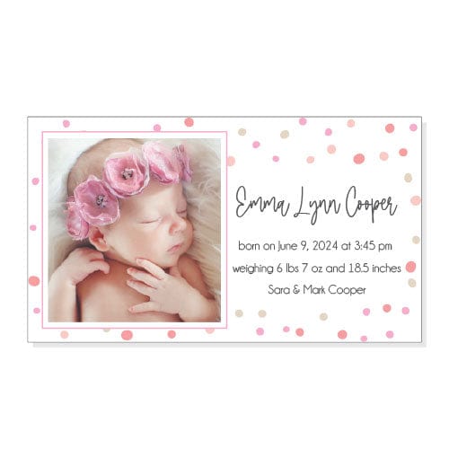 Baby Girl Scattered Dots Photo Birth Announcement Magnets Photo Birth Announcement Magnets Birth Announcement bag444