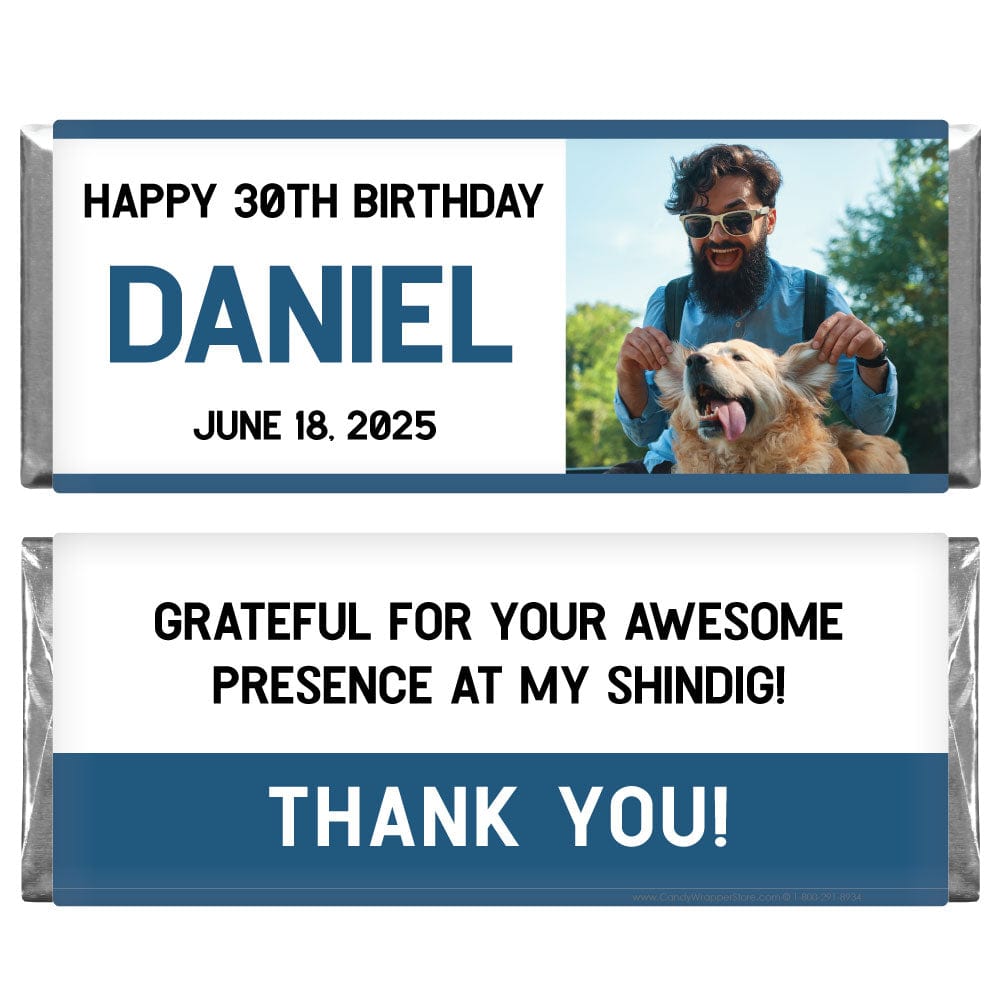 Photo Blue Block Birthday Candy Bar Wrapper – Candy Wrapper Store