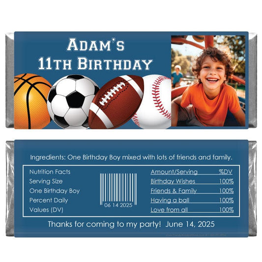 Photo Sports Birthday Candy Bar Wrappers - BD228 Sports Birthday Candy Bar Wrappers Candy Wrappers BD228