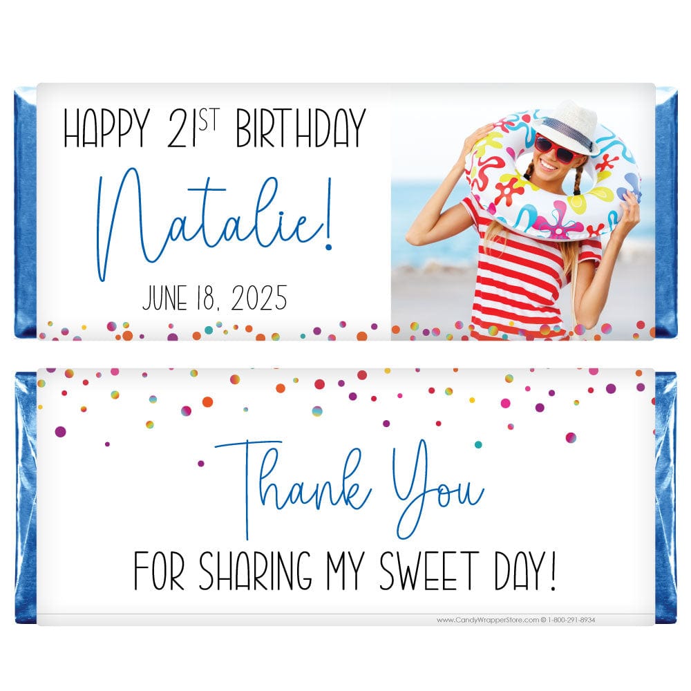 Photo Trendy Script Birthday Candy Bar Wrapper - BD527 Photo Trendy Script Birthday Candy Bar Wrapper  Candy Wrappers BD527