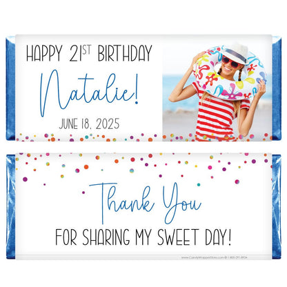 Photo Trendy Script Birthday Candy Bar Wrapper - BD527 Photo Trendy Script Birthday Candy Bar Wrapper  Candy Wrappers BD527