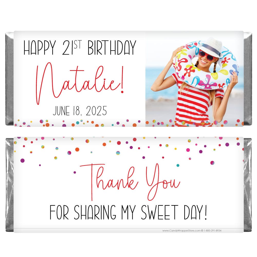 Photo Trendy Script Birthday Candy Bar Wrapper - BD528 Photo Trendy Script Birthday Candy Bar Wrapper  Candy Wrappers BD528