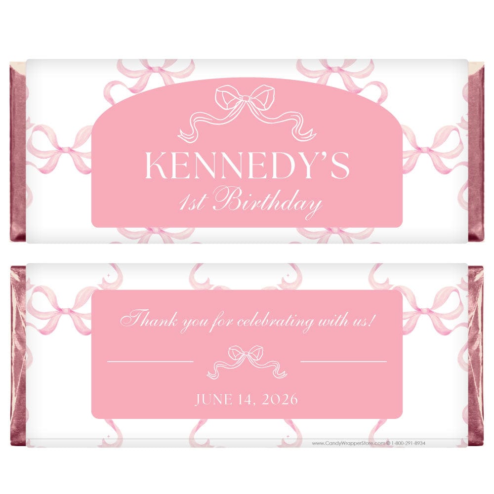 Pink Coquette Bows Birthday Candy Bar Wrapper Pink Coquette Bows Birthday Candy Bar Wrapper Candy Wrappers BD548