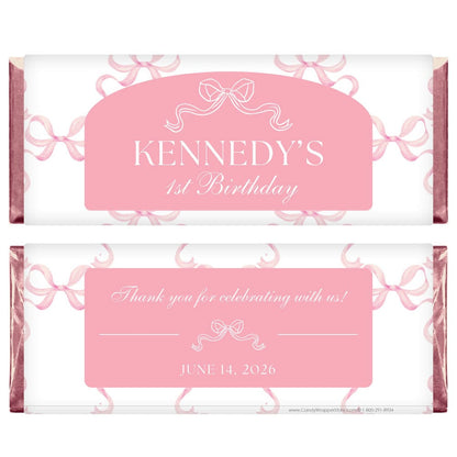 Pink Coquette Bows Birthday Candy Bar Wrapper Pink Coquette Bows Birthday Candy Bar Wrapper Candy Wrappers BD548