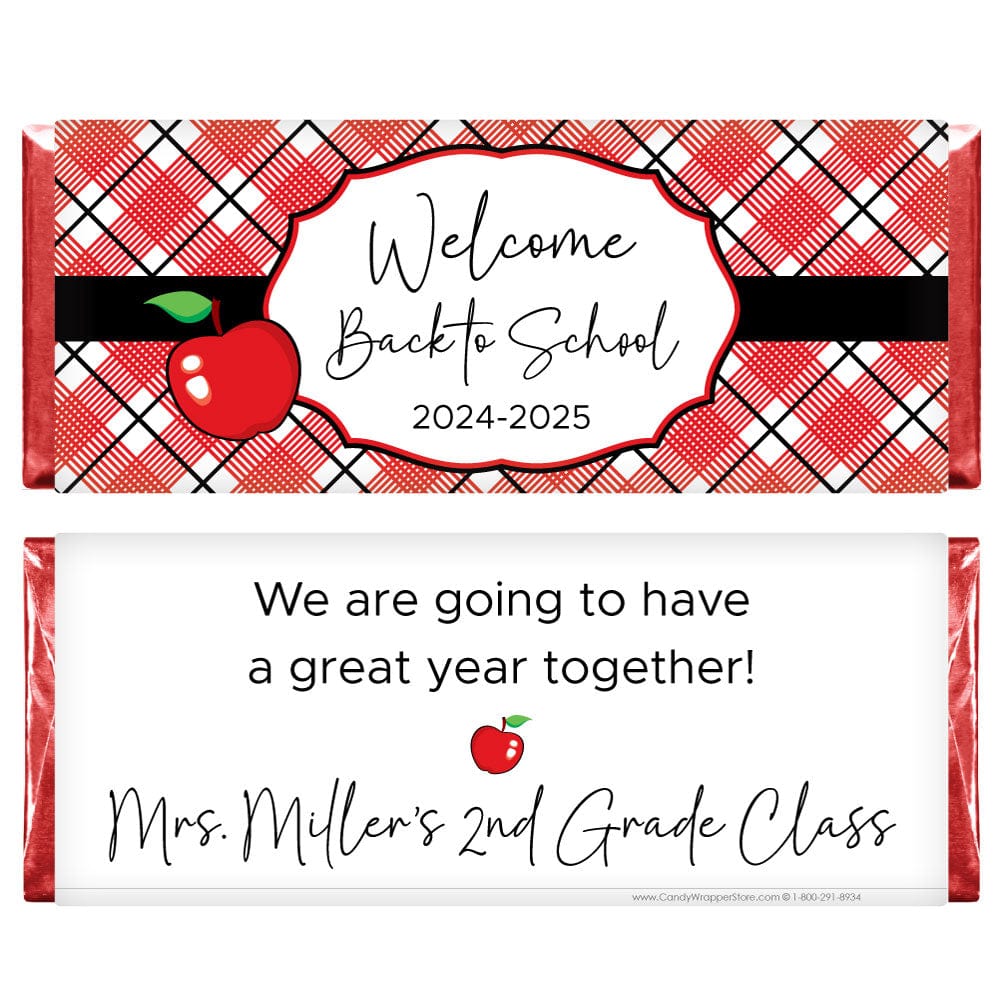 Plaid and Apple Back to School Candy Bar Wrapper - SCHOOL206 Plaid and Apple Back to School Candy Bar Wrapper SCHOOL206