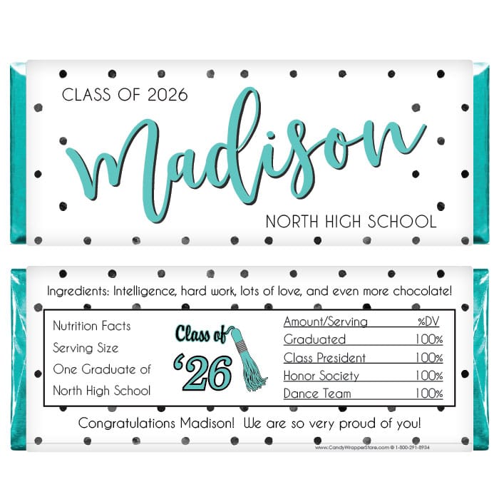 Polka Dots Graduation Candy Bar Wrappers Polka Dots Graduation Candy Bar Wrappers Party Favors GRAD360