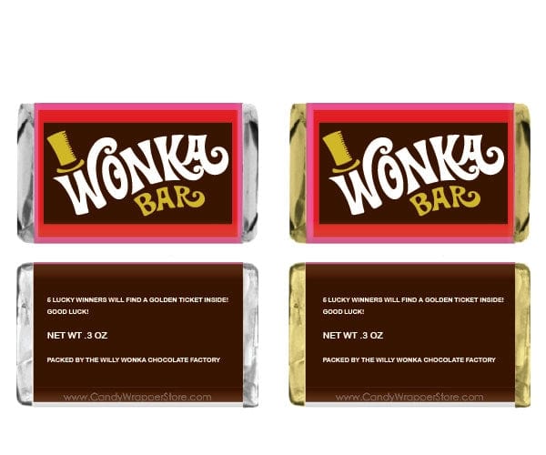 Printable Miniature Wonka Bar Candy Wrapper and Mini Golden Tickets - Download and Print at Home Party Favors wonka