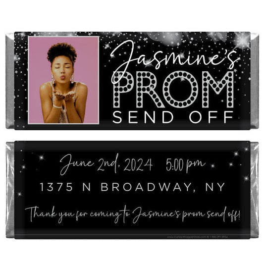 Prom Send Off Silver Glitter Personalized Candy Bar Wrapper Prom