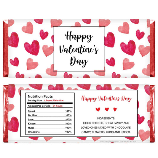 Red Watercolor Hearts Valentine's Day Candy Bar Wrappers Red Watercolor Hearts Valentine's Day Candy Bar Wrappers Candy Wrapper Store