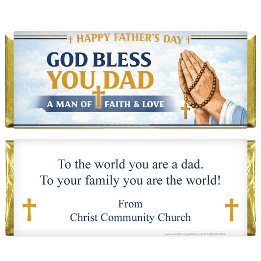 Religious Father’s Day God Bless You Dad Candy Bar Wrapper Religious Father’s Day God Bless You Dad Candy Bar Wrapper Party Favors FD230