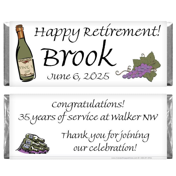 RET202 - Retirement Wine Bottle Candy Wrapper Retirement Wine Bottle Candy Wrapper RET202