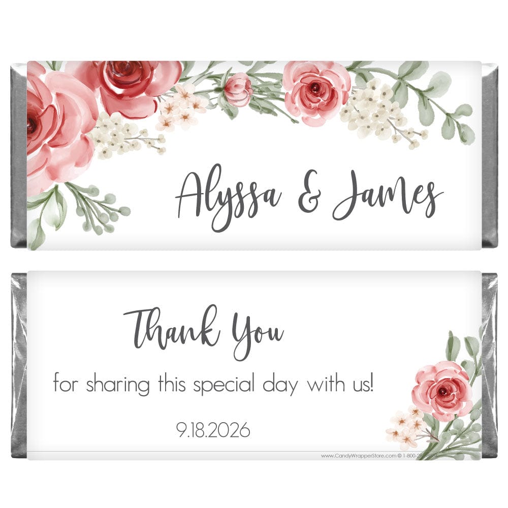 Pink Candy Rapper Romantic Pink Bough Wedding Candy Bar Wrapper – Candy Wrapper Store
