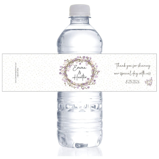 Romantic Wreath Wedding Wrapper Water Bottle Labels wbwa329 Party Favors WS226