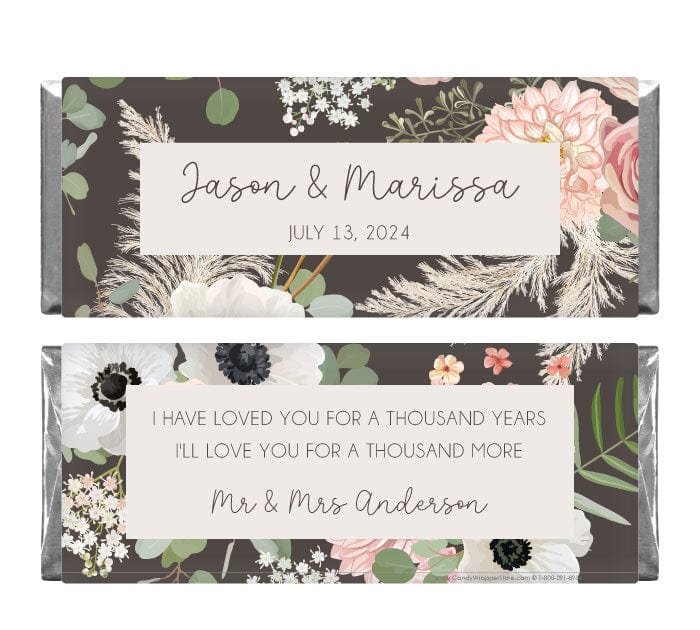 Rustic Candy Labels Rustic Dried Floral Wedding Candy Bar Wrapper – Candy Wrapper Store