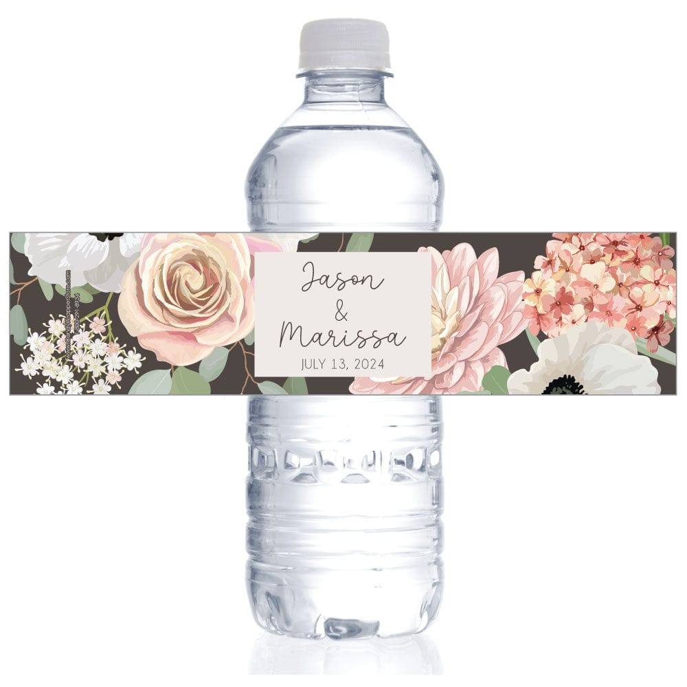 Rustic Dried Floral Wedding Water Bottle Label - WBWA482 Moody Boho Photo Wedding Water Bottle Label WA408
