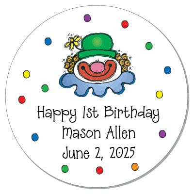 SBD1 - Clown Birthday Stickers Clown Birthday Stickers Party Favors Candy Wrapper Store