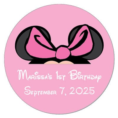 SBD223 - Minnie Mouse Birthday Stickers Minnie Mouse Birthday Stickers Party Favors BD223