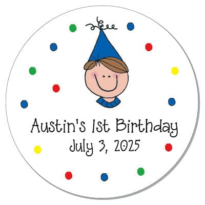 SBD245 - Birthday Boy in his Party Hat Stickers Birthday Boy in his Party Hat Stickers Party Favors BD245