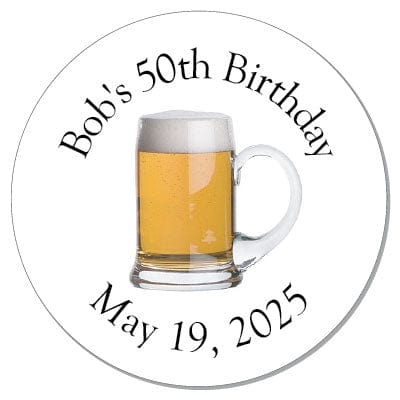 SBD40 - Mug of Beer Birthday Stickers Mug of Beer Birthday Stickers Party Favors Candy Wrapper Store
