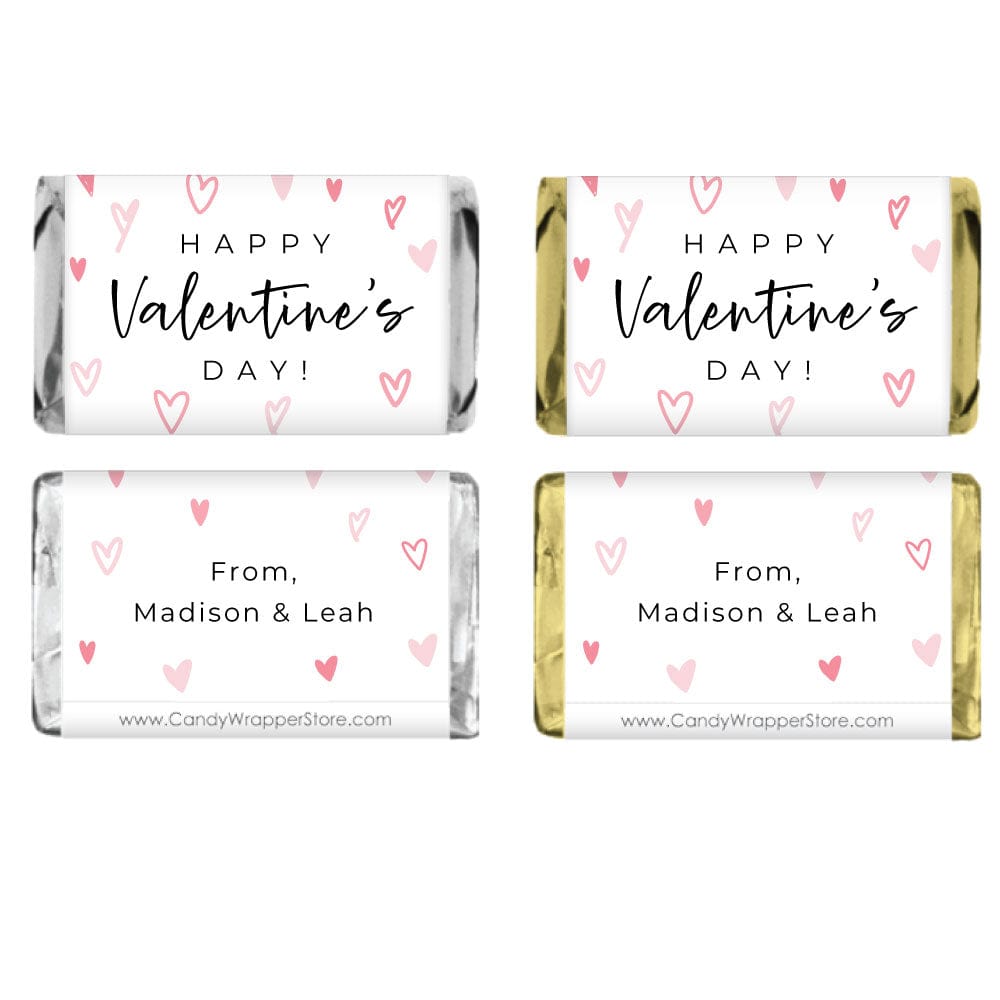 Scattered Pink Hearts Valentine's Day Miniature Hershey's Candy Bar ...