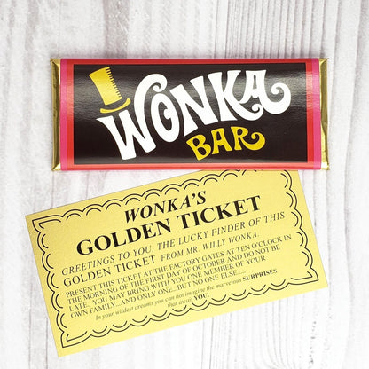 Wonka Bar Wrapper and Foil with Golden Ticket – Candy Wrapper Store