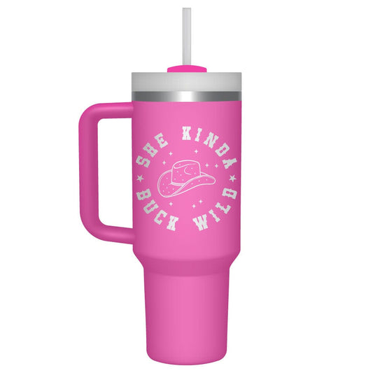 She Kinda Buck Wild 40oz Tumbler She Kinda Buck Wild 40oz Tumbler Mugs Candy Wrapper Store